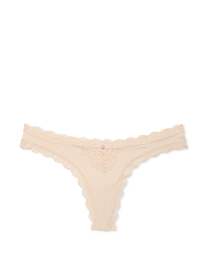 Трусики Lace-Trim Thong Panty Marzipan