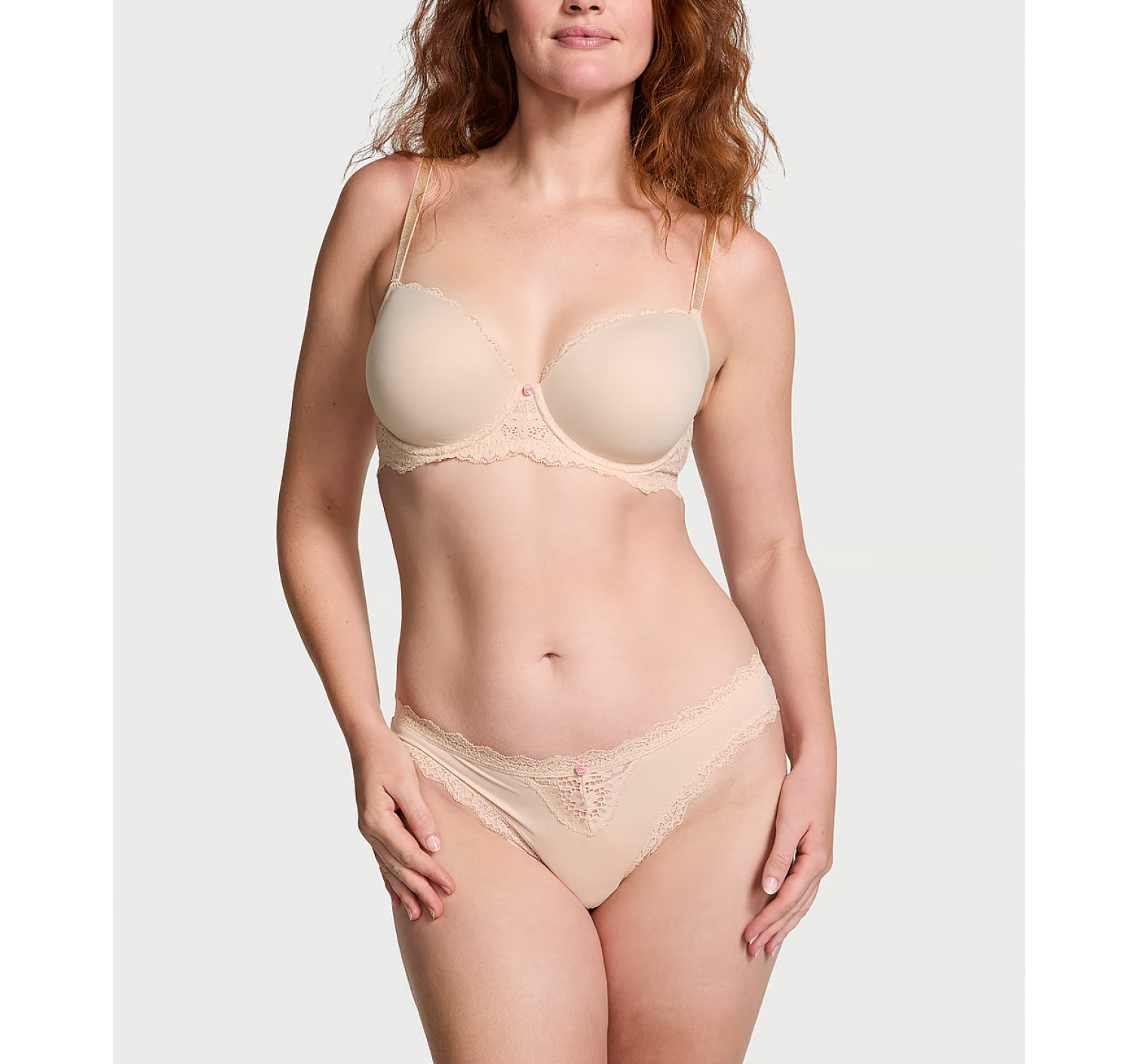 Трусики Lace-Trim Thong Panty Marzipan
