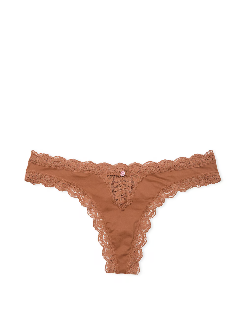 Трусики Lace-Trim Thong Panty Caramel