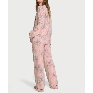 Піжама Modal Long Pajama Set Pink Outline Floral