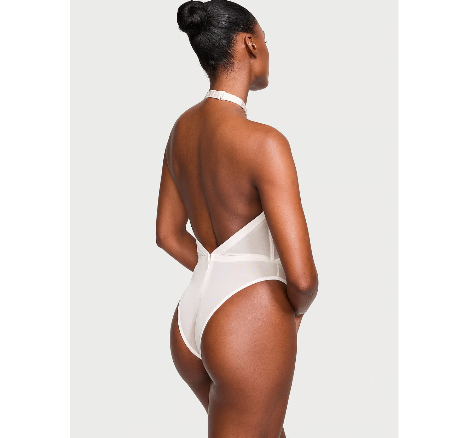 Боди Shine Strap Halter Lace Teddy Coconut White