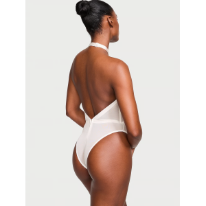 Боди Shine Strap Halter Lace Teddy Coconut White