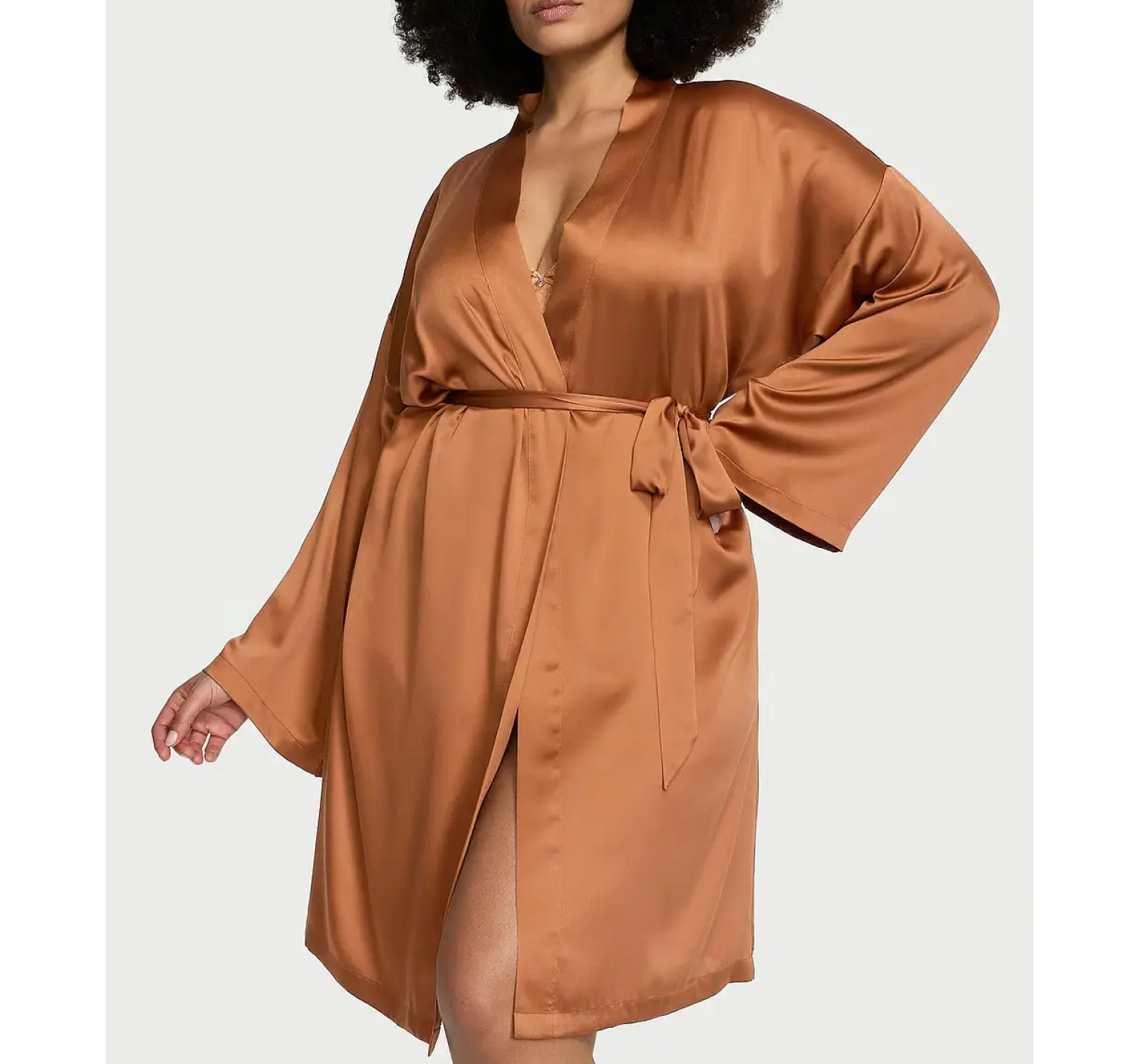 Сатиновий халат Satin Midi Robe Caramel