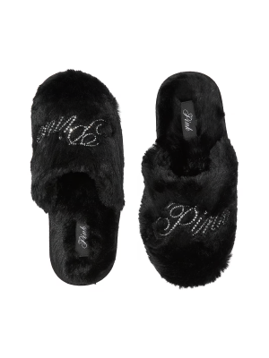 Тапочки Faux Fur Closed-Toe Slippers Black