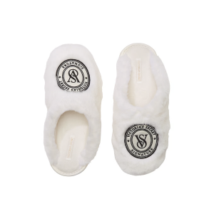 Тапочки Closed-Toe Faux Fur Slippers White