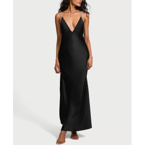 Пеньюар Twinkle Strap Satin Long Slip Dress Black