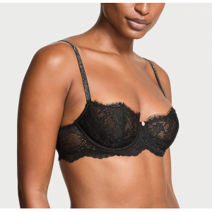 Комплект белья Wicked Twinkle Strap Unlined Lace Balconette Bra Set Black