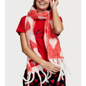 Теплый шарф Victoria's Secret Scarf Red Hearts