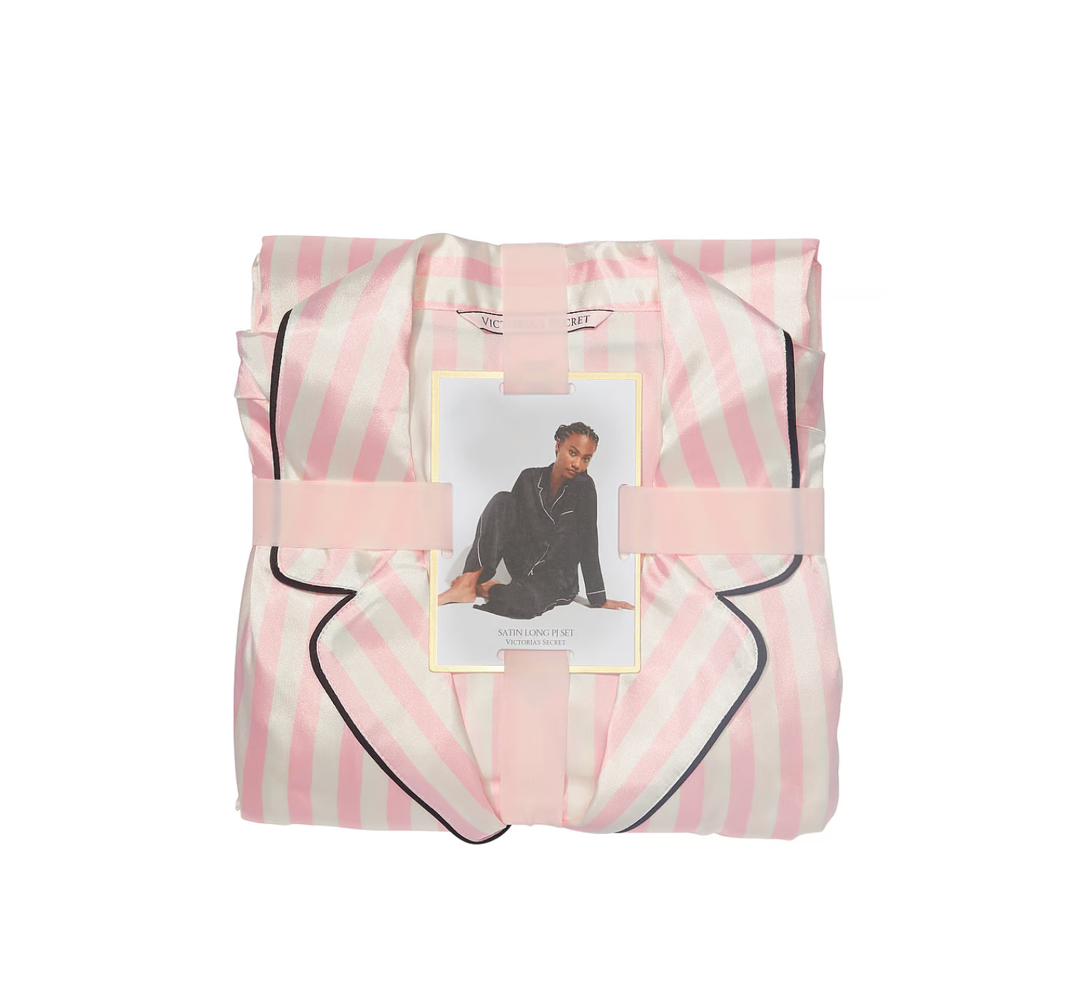 Піжама The Satin Long PJ Set Victoria's Secret Angel Pink Stripe