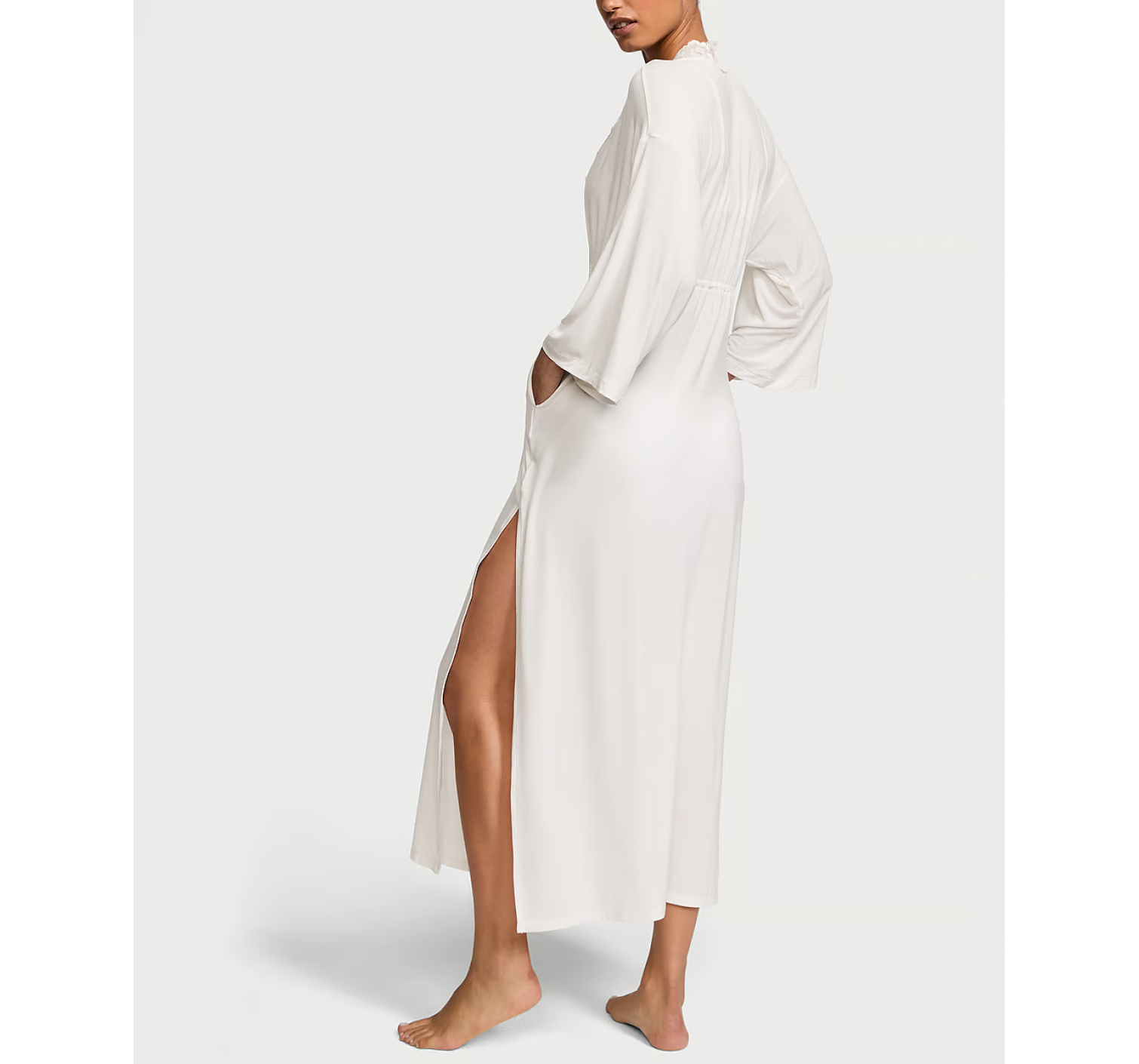 Халат Modal Lace-Trim Long Robe White
