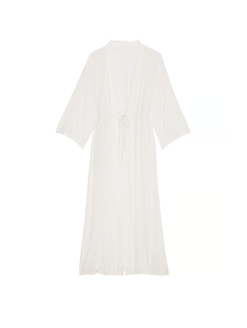 Халат Modal Lace-Trim Long Robe White