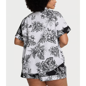 Пижама Cotton Short Pajama Set Black & White Tropical
