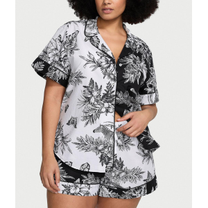 Пижама Cotton Short Pajama Set Black & White Tropical