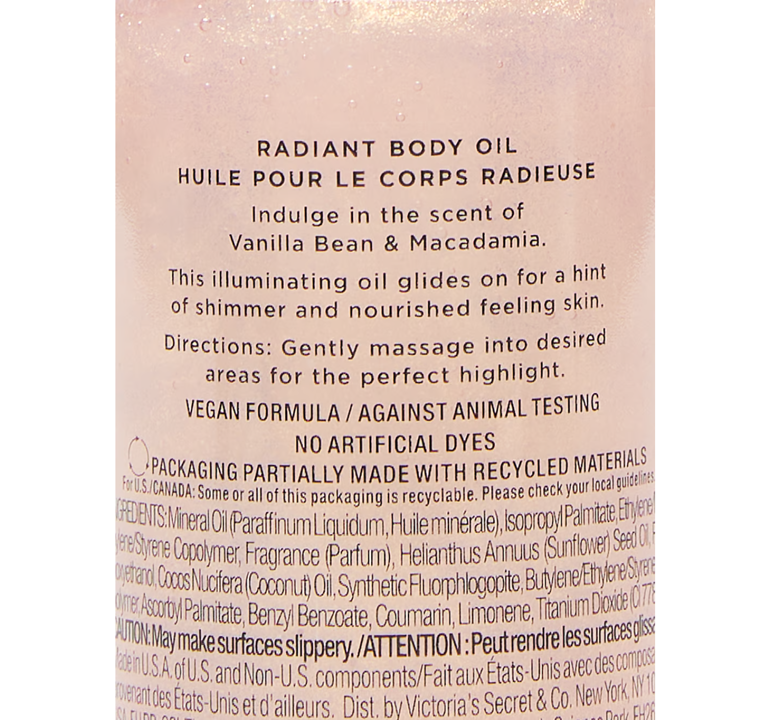 Масло для тела с шиммером INDULGE Vanilla Bean & Macadamia Radiant Body Oil