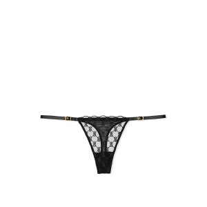 Трусики VS Logo Embroidery Thong Panty Black