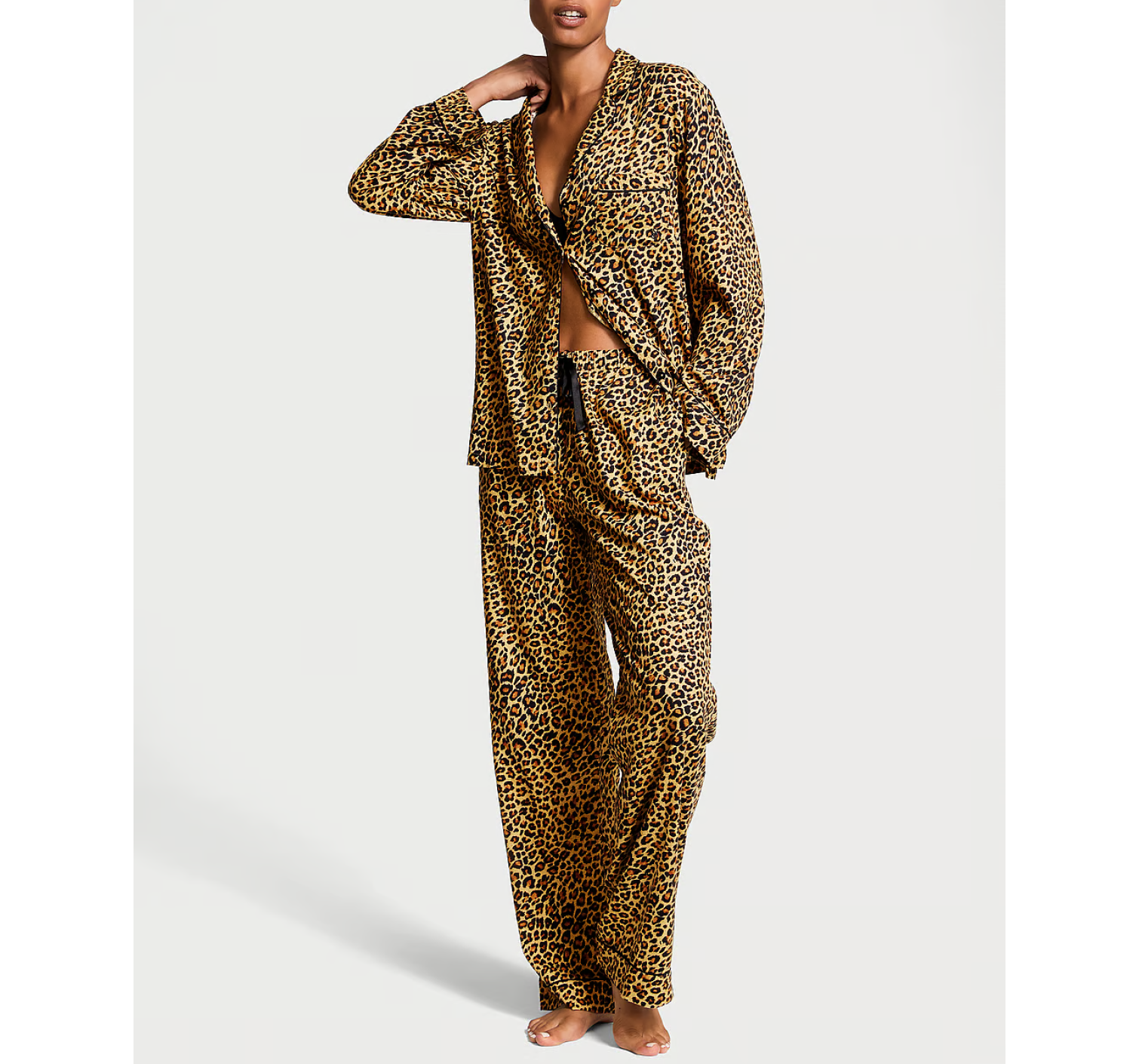Піжама Flannel Long Pajama Set Gold Leopard