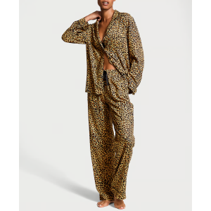 Піжама Flannel Long Pajama Set Gold Leopard