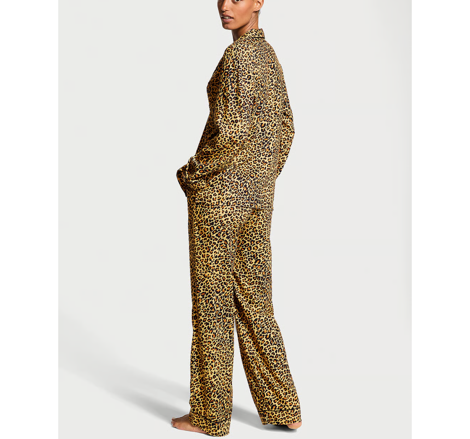 Піжама Flannel Long Pajama Set Gold Leopard