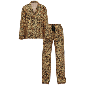 Піжама Flannel Long Pajama Set Gold Leopard