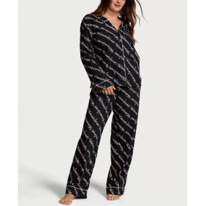 Піжама Flannel Long Pajama Set Black Ribbon Script