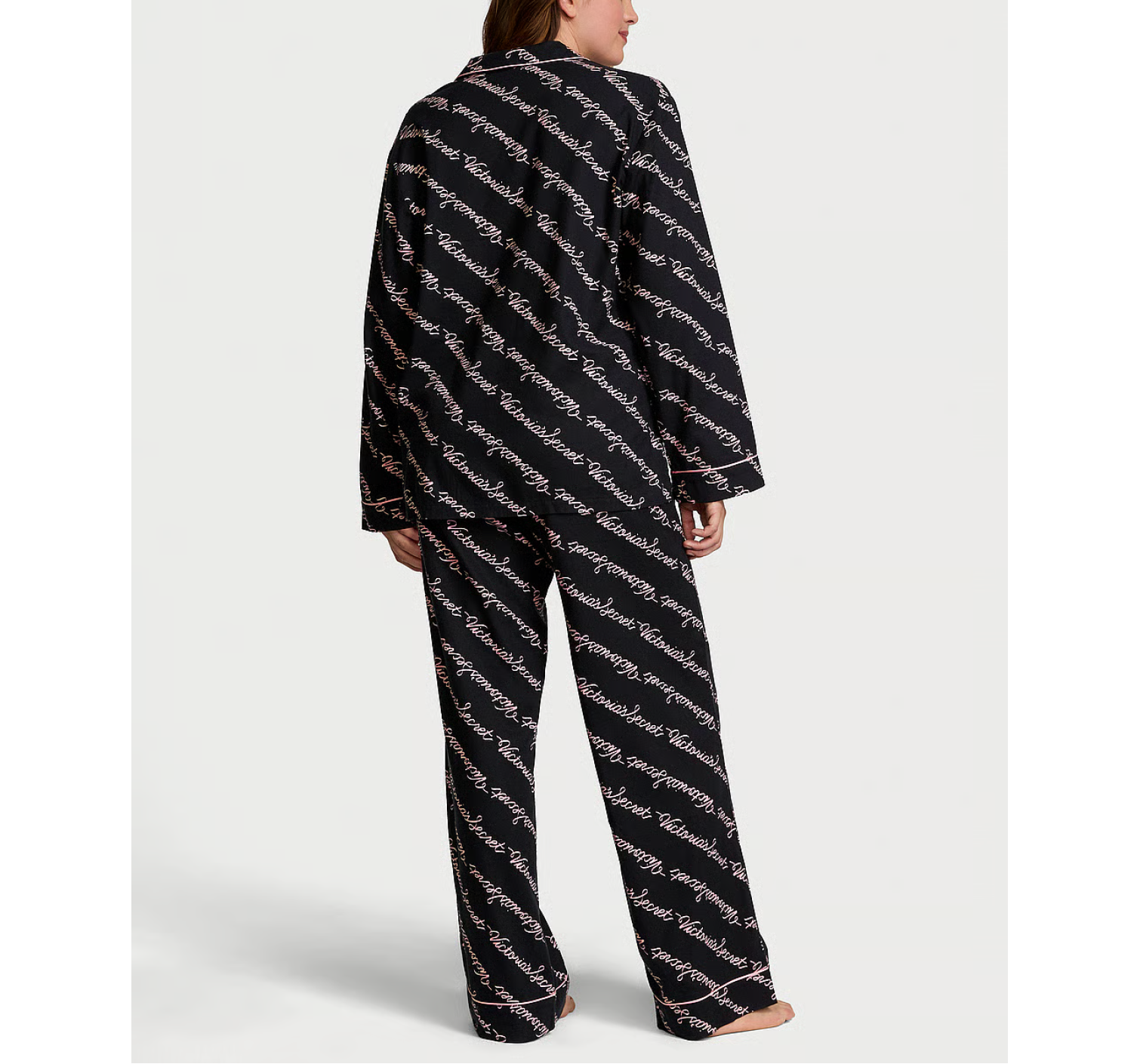 Піжама Flannel Long Pajama Set Black Ribbon Script