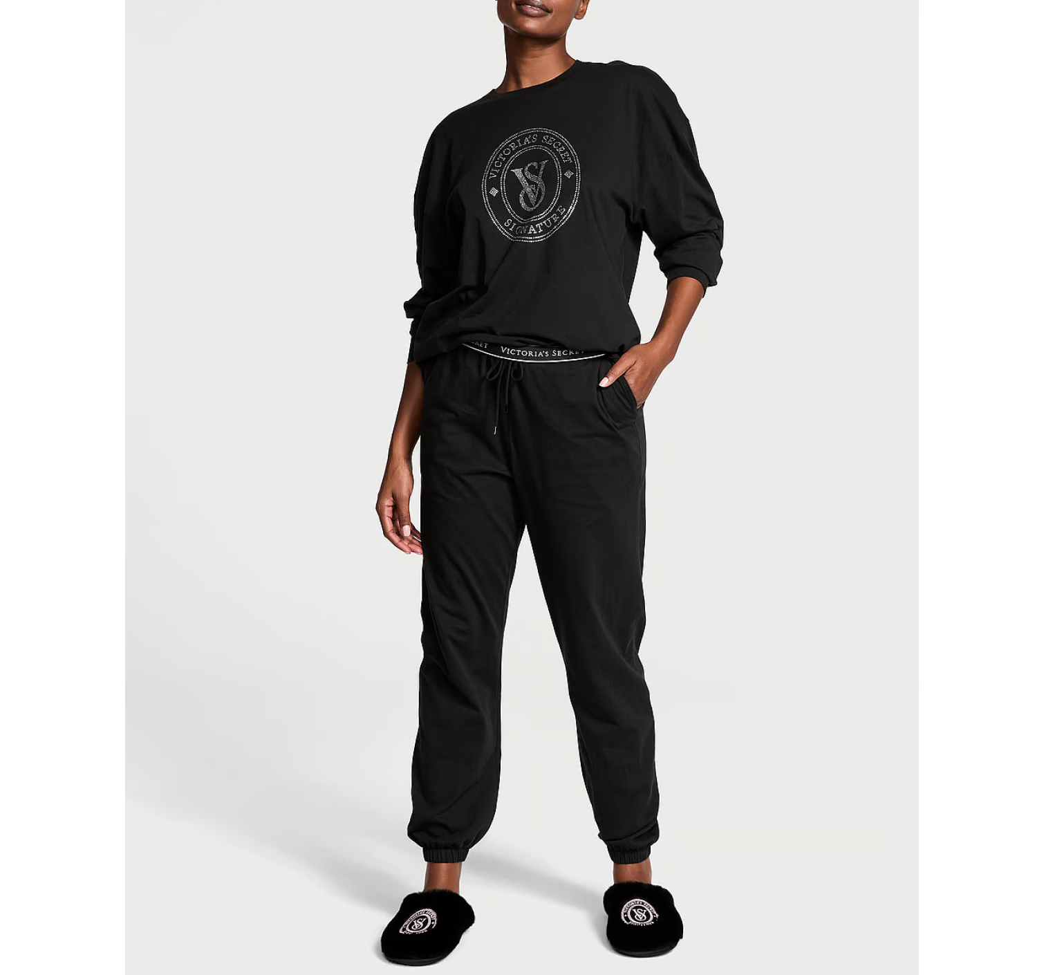 Піжама Cotton Long Pajama Set Black
