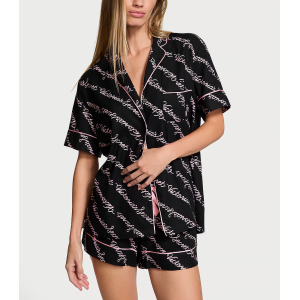 Піжама Flannel Short Pajama Set Black Ribbon Script