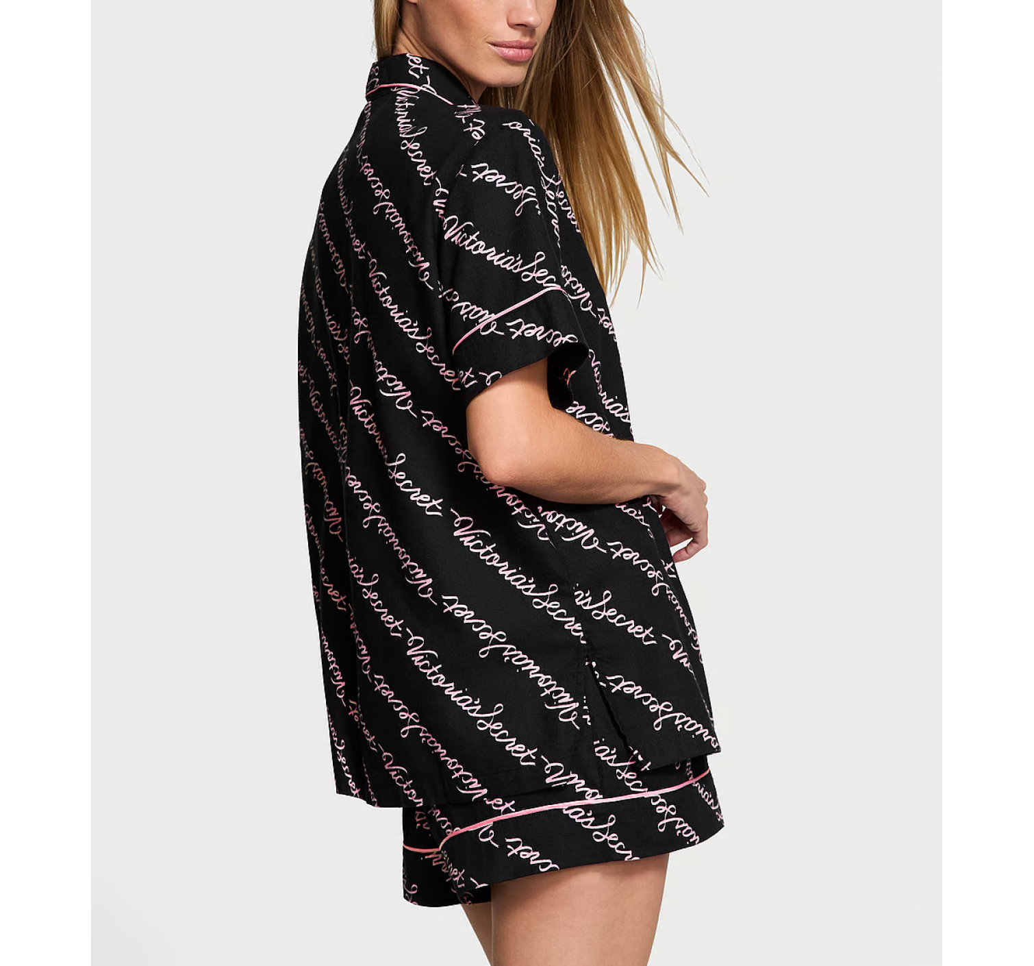 Піжама Flannel Short Pajama Set Black Ribbon Script