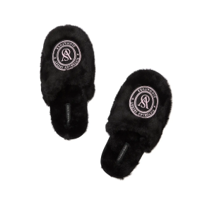 Домашні капці Closed-Toe Faux Fur Slippers Black