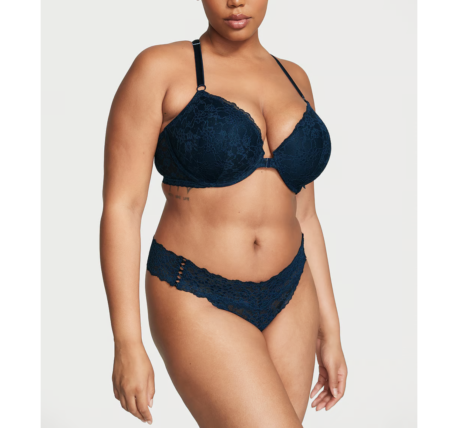 Трусики Lace-Up Lace Thong Panty Noir Navy