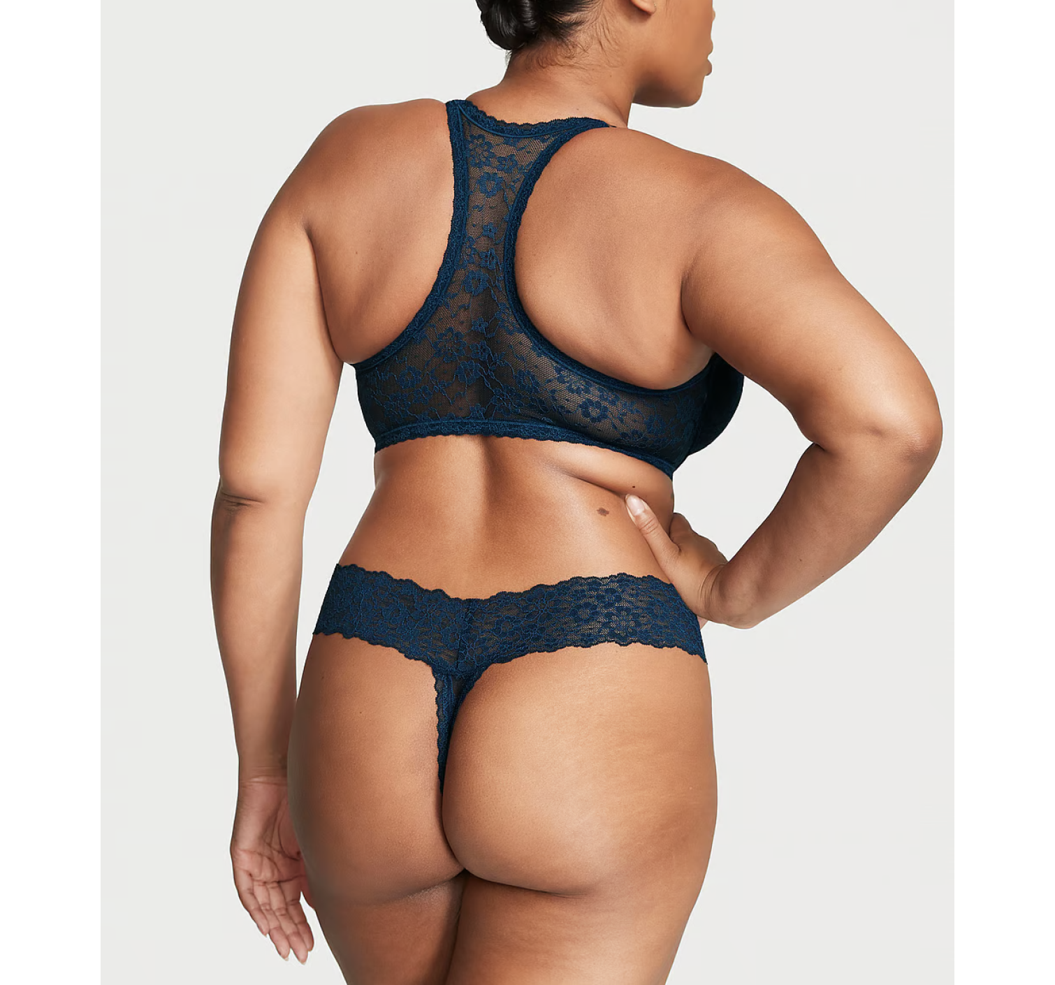 Трусики Lace-Up Lace Thong Panty Noir Navy