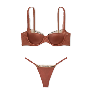 Комплект білизни Logo Embroidery Lightly Lined Balconette Bra Set Clay