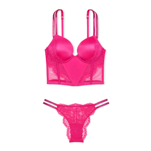 Комплект білизни Double Shine Strap Push-Up Corset Top Set Hot Pink