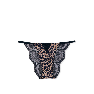 Трусики Very Sexy Black Lace Brazilian panty Leopard