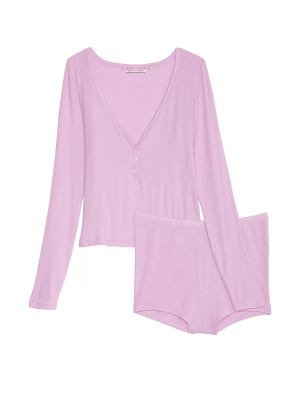 Пижама Ribbed Modal Henley Short Set