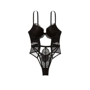 Боді Push-Up Cutout Lace Teddy Black