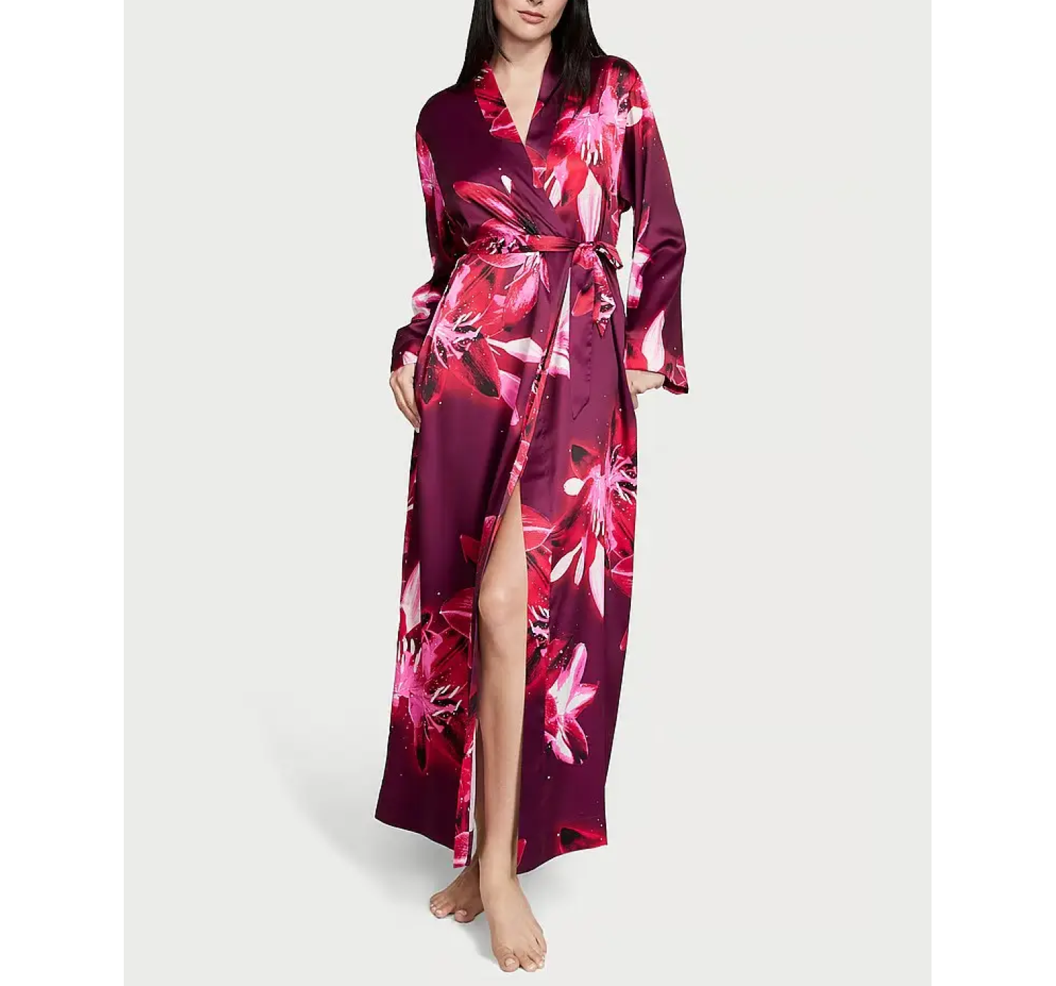Халат Satin Long Robe Floral Print