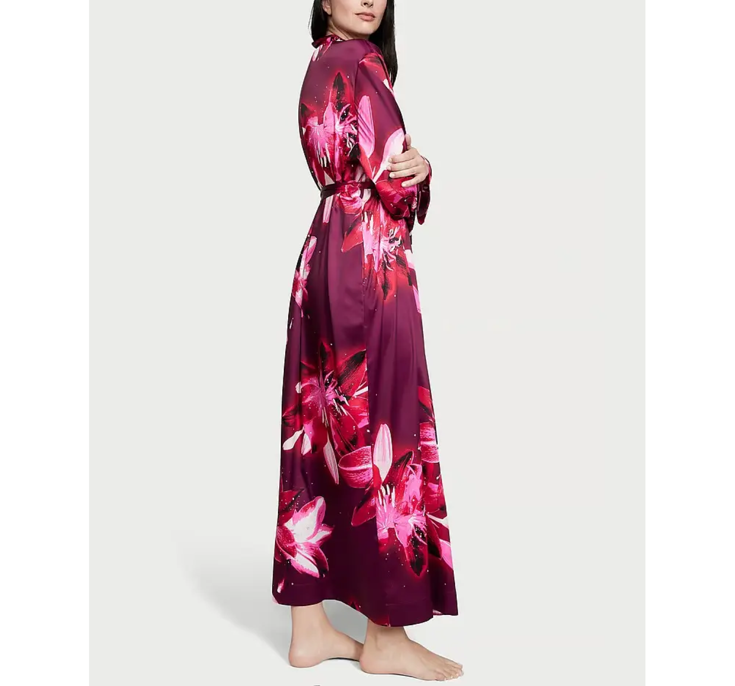 Халат Satin Long Robe Floral Print