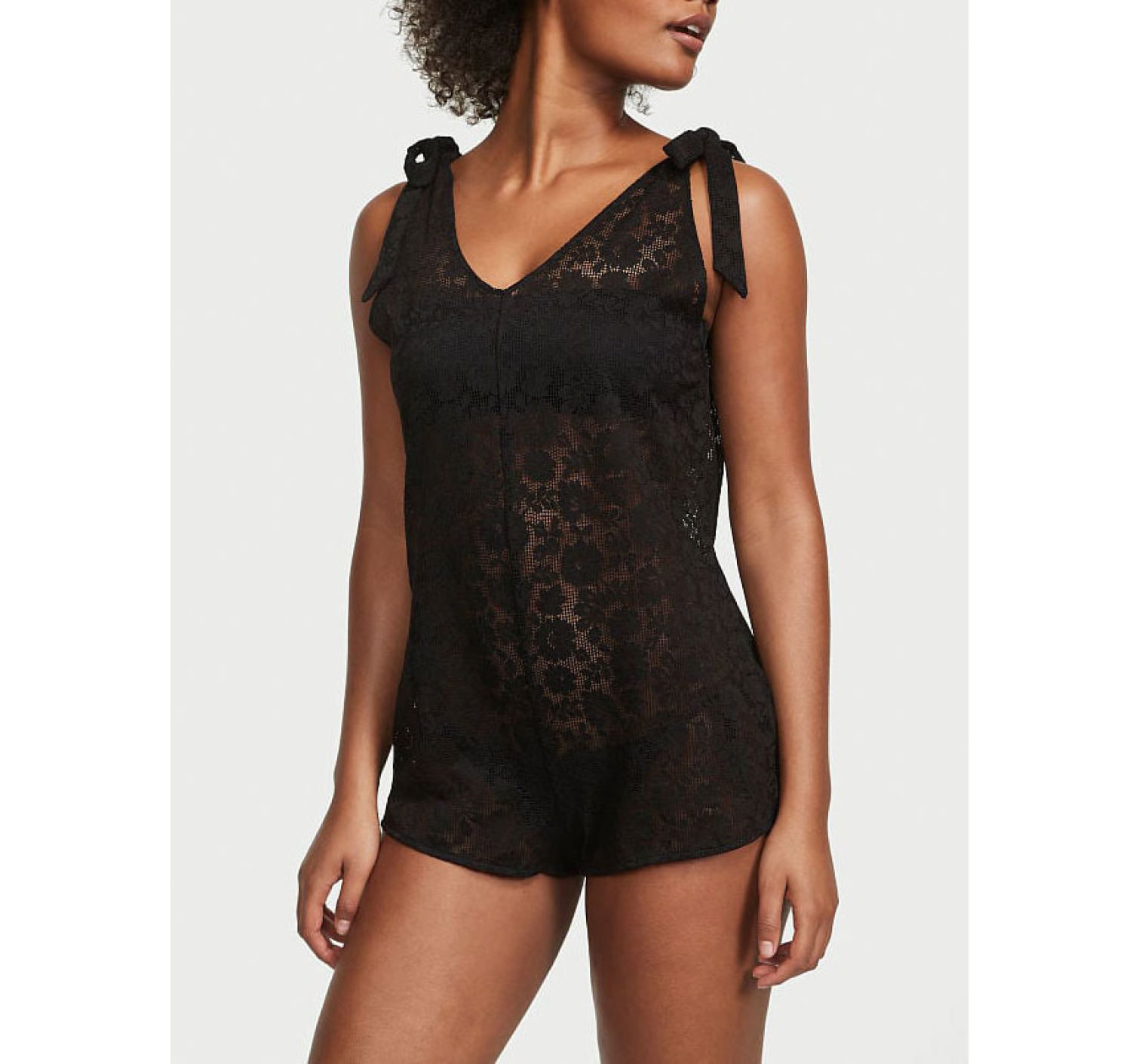 Ромпер Swim Crochet Lace Romper Cover-Up Black