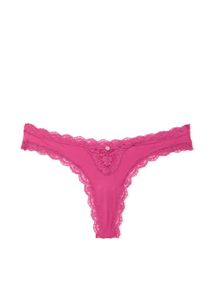 Трусики Lace-Trim Thong Panty Luscious Rose