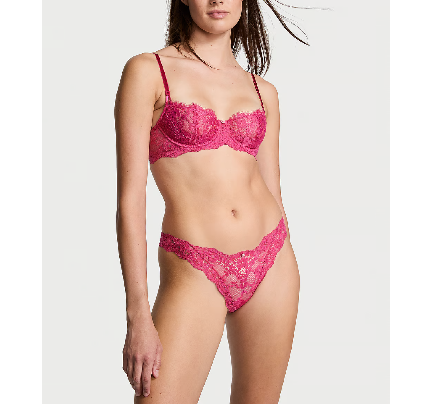 Трусики Dream Angels Lace Thong Panty Luscious Rose