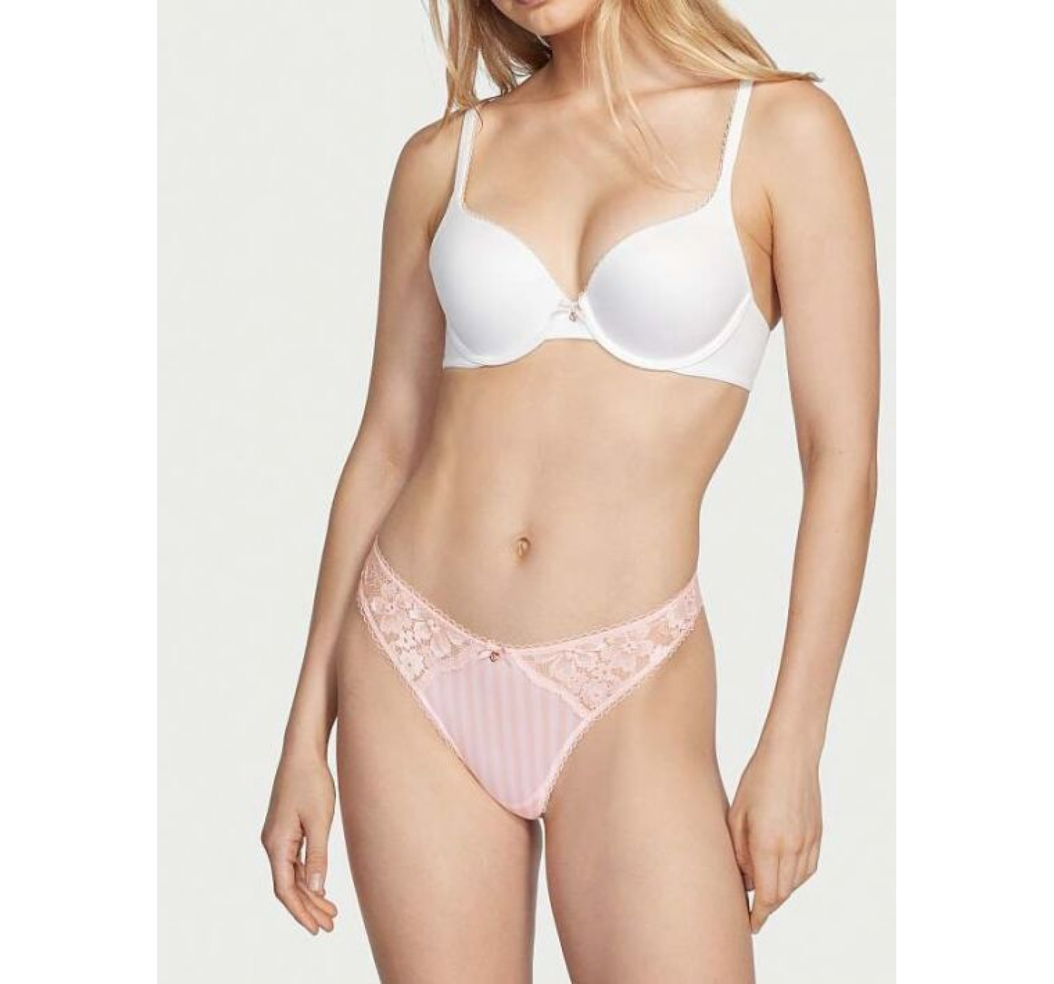 Трусики Smooth Lace Thong Panty Pink Stripe