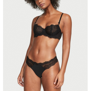 Трусики Dream Angels Lace-Trim Thong Panty Black