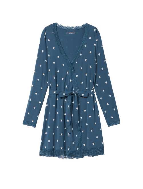 Халат Modal Lace-Trim Robe Blue