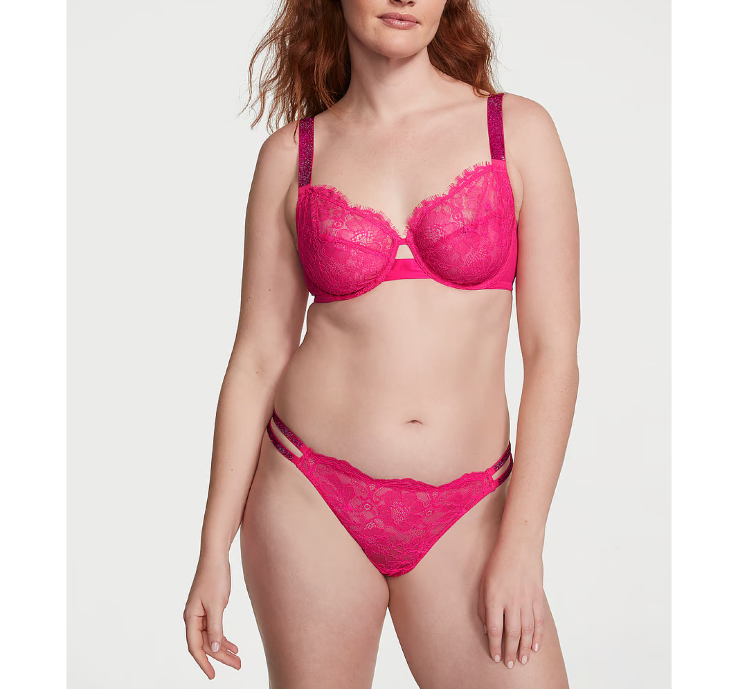 Трусики Shine Strap Lace Brazilian Panty Forever Pink