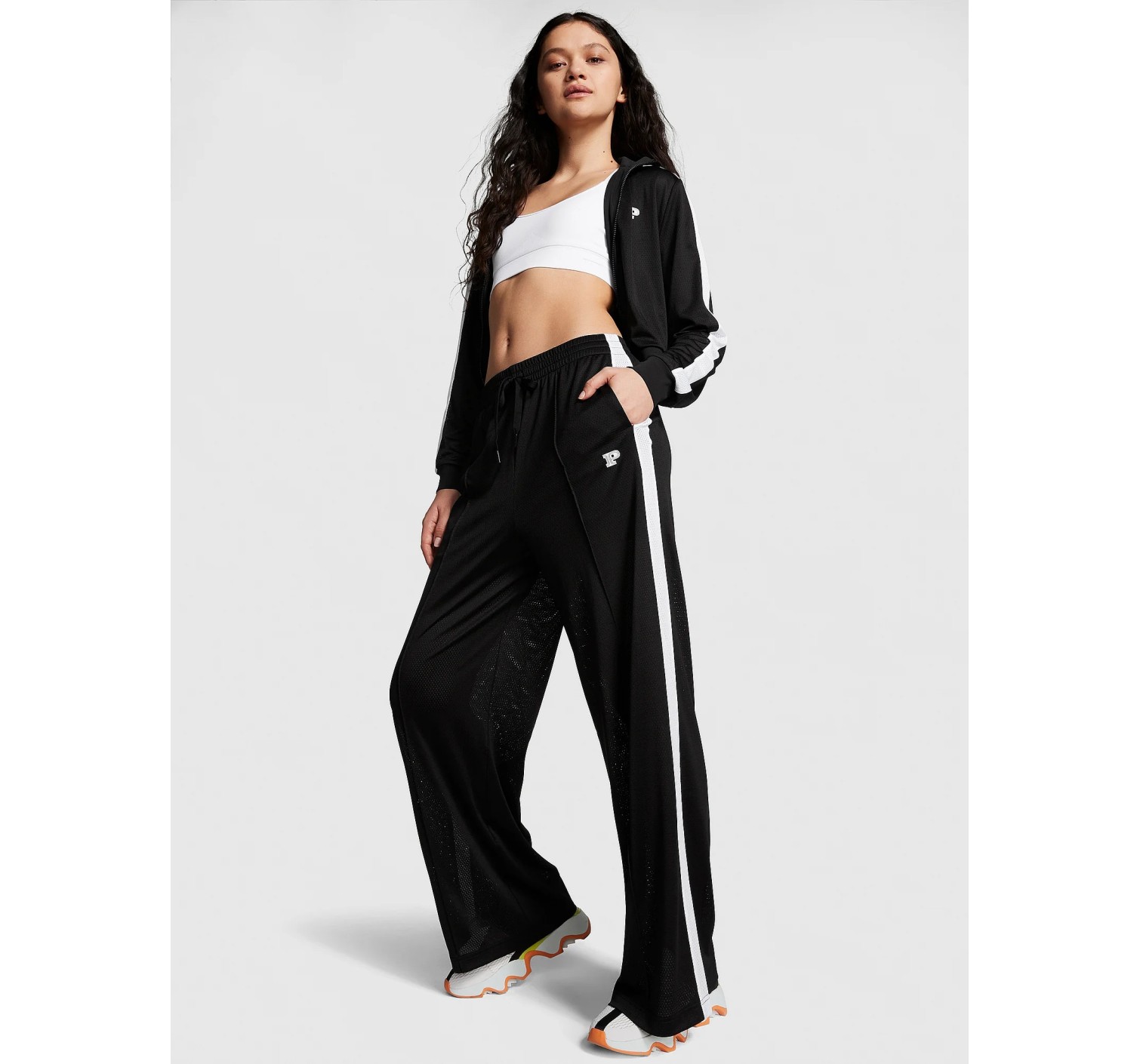 Спортивний костюм Mesh Tech Cropped Full-Zip Jacket Wide-leg Pants Deep Black