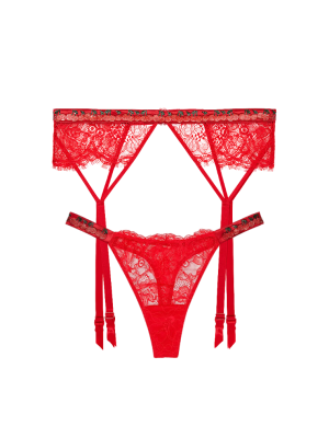 Набор трусики и пояс Shine Strap Lace Garter Belt Set