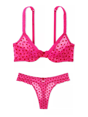 Комплект белья Fun & Flirty Unlined Demi Bra Set Forever Pink Hearts