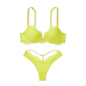 Комплект белья Shine Chain Strap Lace Push-Up Bra Limelight