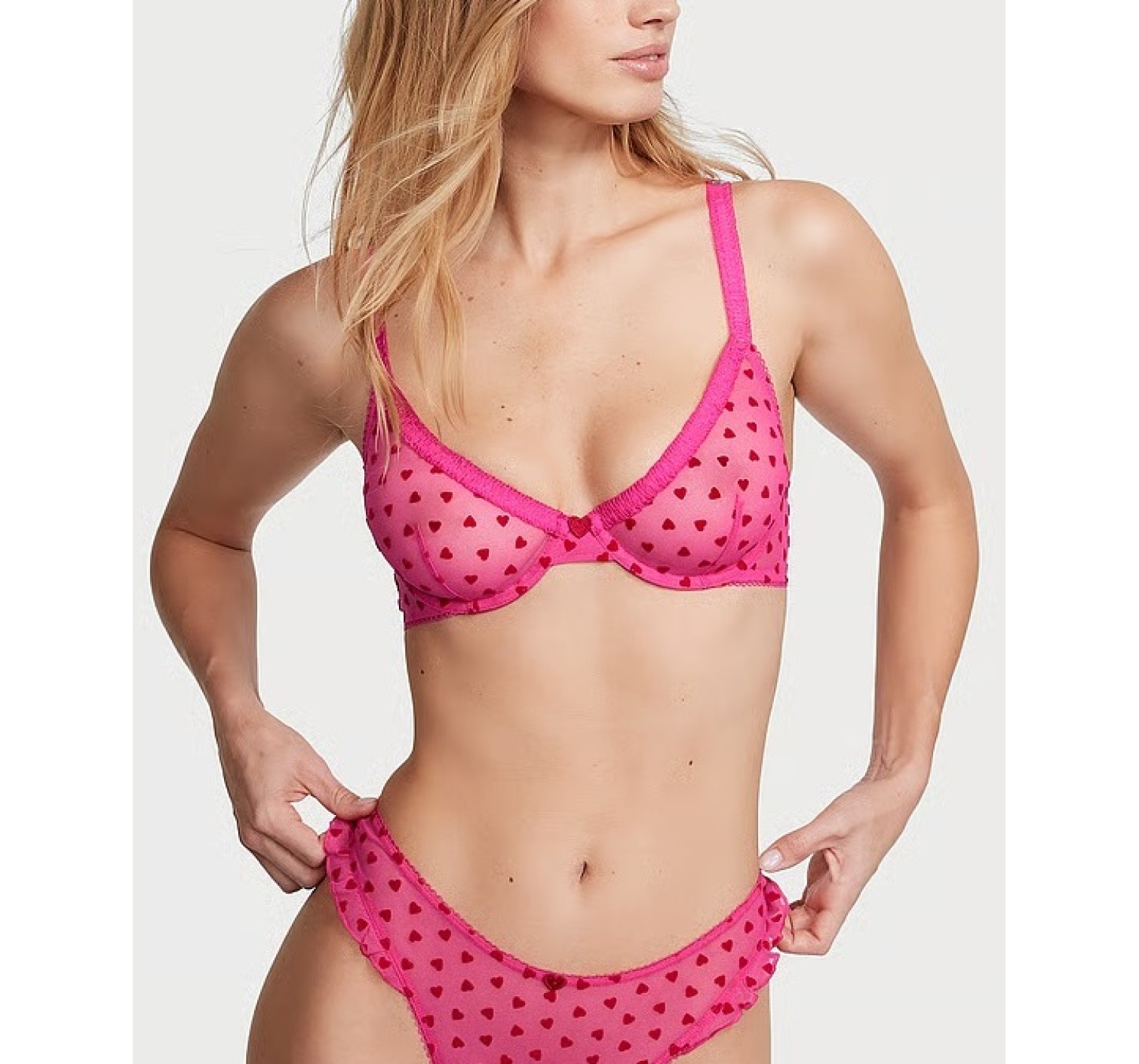 Комплект белья Fun & Flirty Unlined Demi Bra Set Forever Pink Hearts